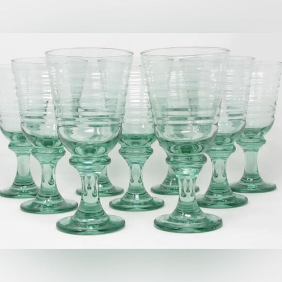 Libby Glass Company Sirrus Water Goblets Glasses Set 2 Insulator Vintage Green - Picture 8 of 8
